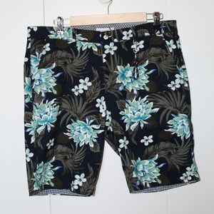 Navy Blue Floral Shorts